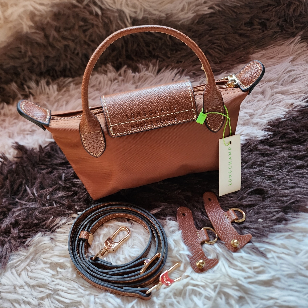 Longchamp Cognac Color Mini Bag with Removable Strap NWT - Picture 2 of 6
